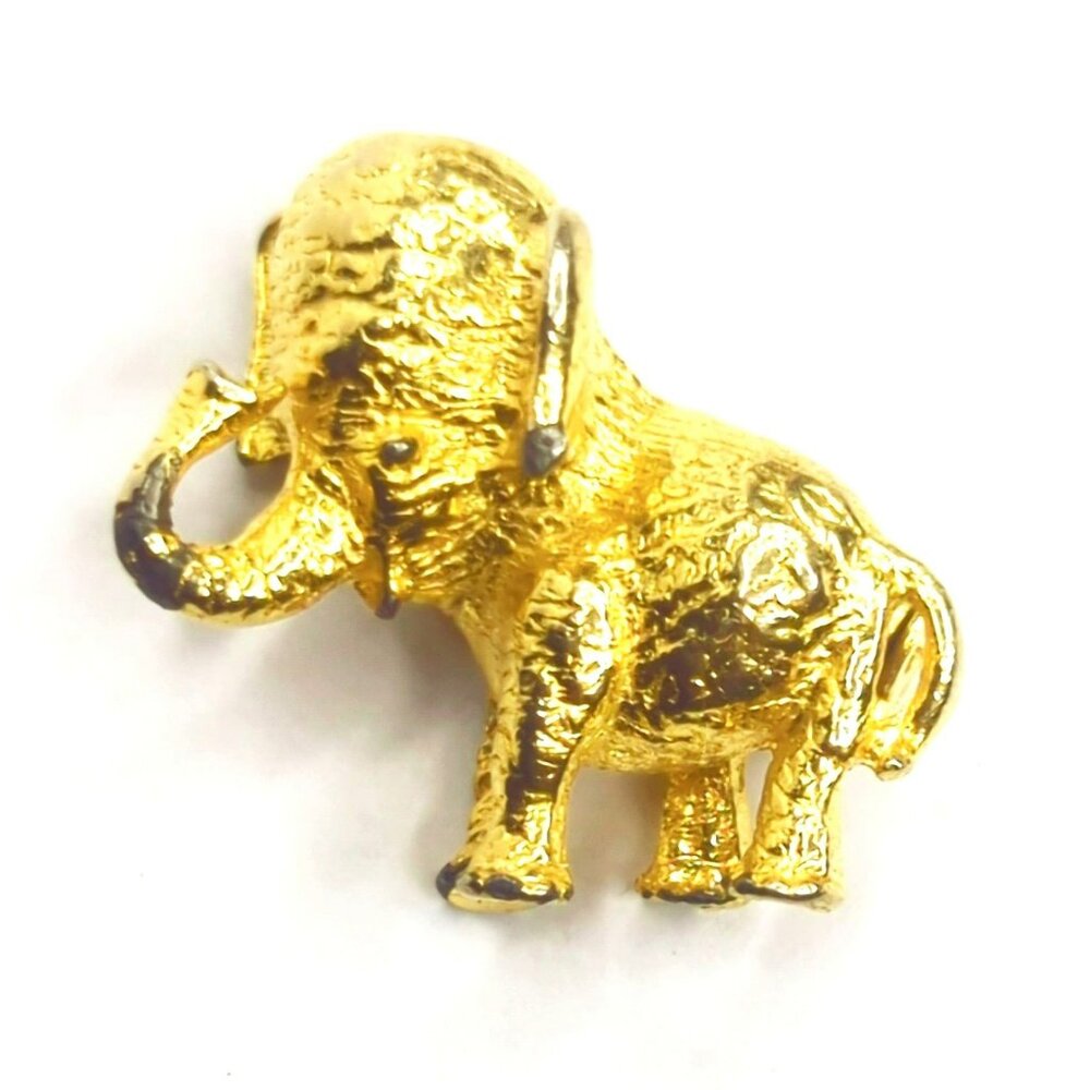 Vintage Gold Tone Elephant Brooch Pin Mid Century Modern